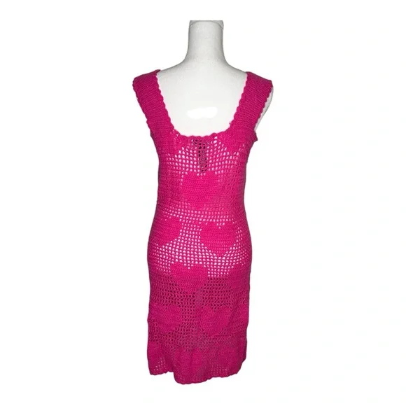Beach Riot James Dress Pink Heart Crochet Sz Large